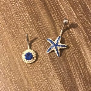 Sapphire Starfish Belly Button Ring